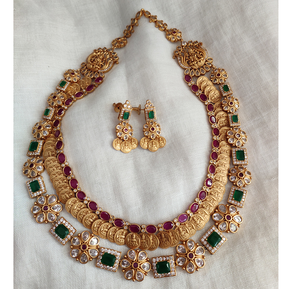 Ad Stone Matte Bridal Temple Jewellery Haram – Posh Jewelery
