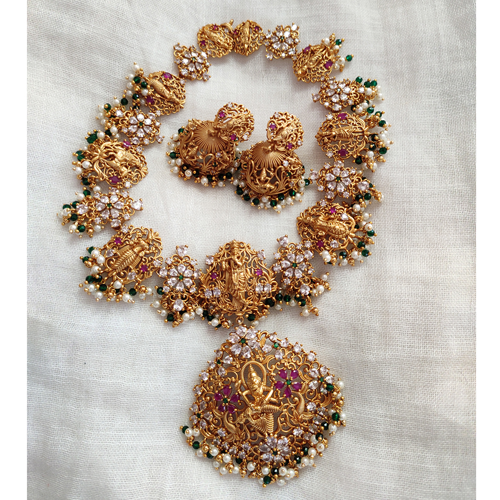 Traditional Gold Dasavatharam Cz Necklace – Posh Jewelery