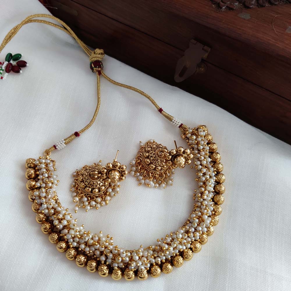 Gorgeous Royal Antique Pearl Bunch Necklace Set – Posh Jewelery