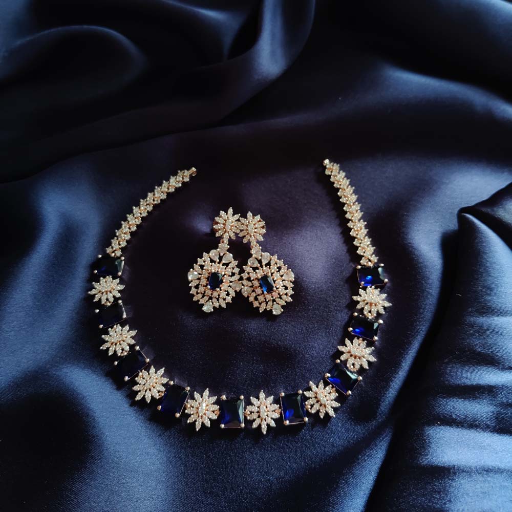 DREAMJWELL - Beautiful Cz Blue Antique Pearl Designer Necklace Set DJ2 –  dreamjwell