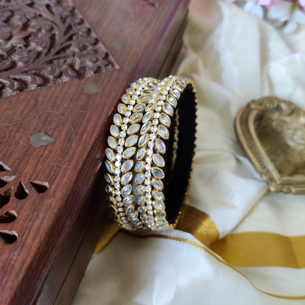 Floral Bridal Kundan Stone Silk Thread Bangle – Posh Jewelery