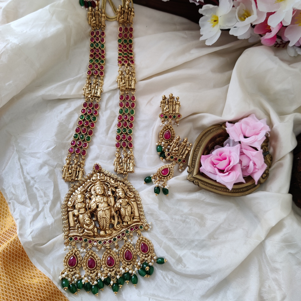 Beautiful Multi Stone Ram Parivar Haram – Posh Jewelery