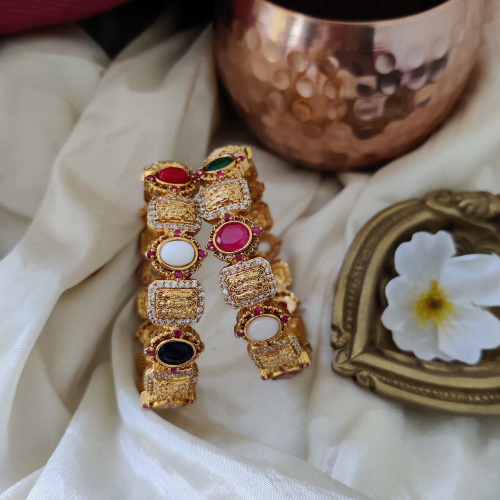 Navarathna Stone Ram Parivar Bangles – Posh Jewelery