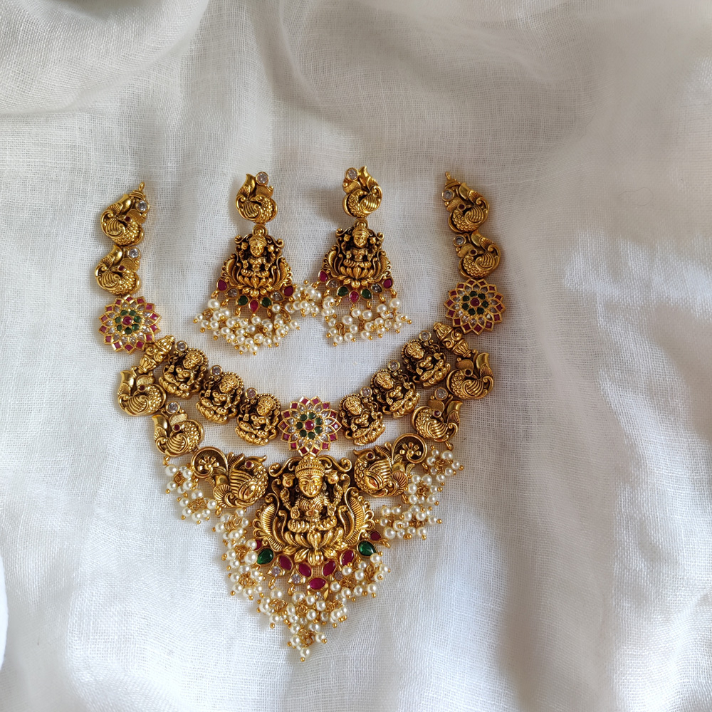 Antique Elegant Lakshmi Floral Necklace