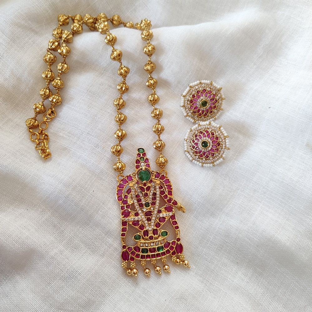 Beautiful Iyappan Design Pendant Gold Balls Chain Gold Mani Mala