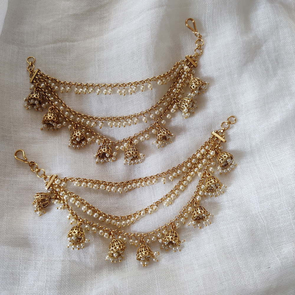 Three Jhumka Layered Pearls Maatal